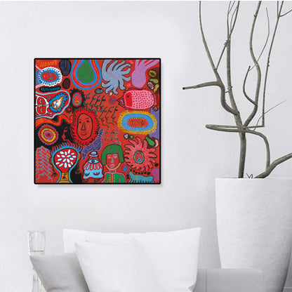 Sonnenzeichnung Wanddekoration Bunt Funky Leinwand Wandkunst für Teenagerzimmer, Texturiert