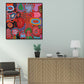 Sonnenzeichnung Wanddekoration Bunt Funky Leinwand Wandkunst für Teenagerzimmer, Texturiert