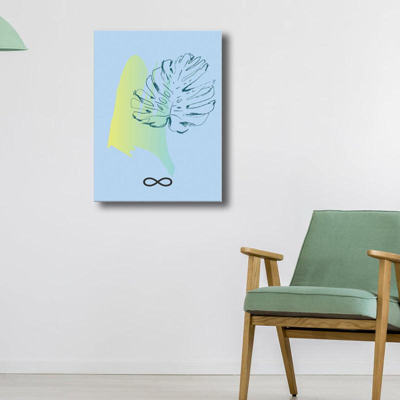 Frendorf | Blaue Laubkunst Druck Botanisch Nordisch Texturiert Eingewickelte Leinwand für Wohnzimmer