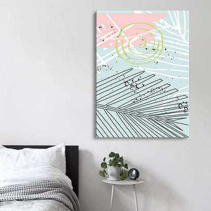 Frendorf | Blätter Leinwand Wandkunst Texturiert Skandinavischer Stil Schlafzimmer Malerei in Heller Farbe