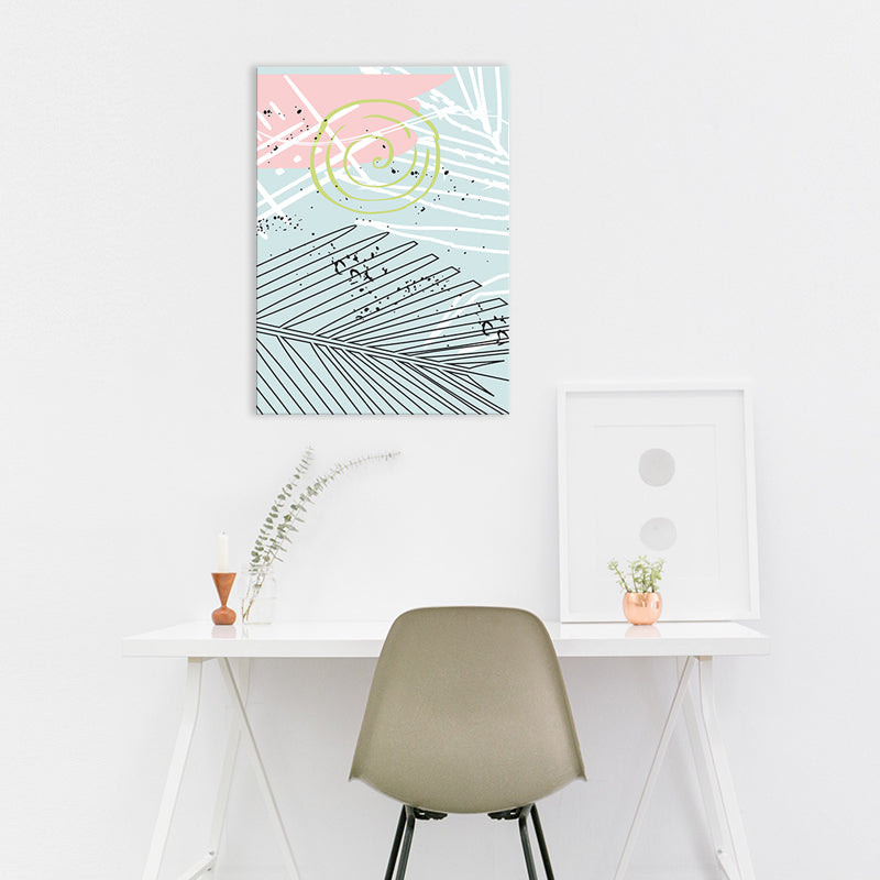 Frendorf | Blätter Leinwand Wandkunst Texturiert Skandinavischer Stil Schlafzimmer Malerei in Heller Farbe