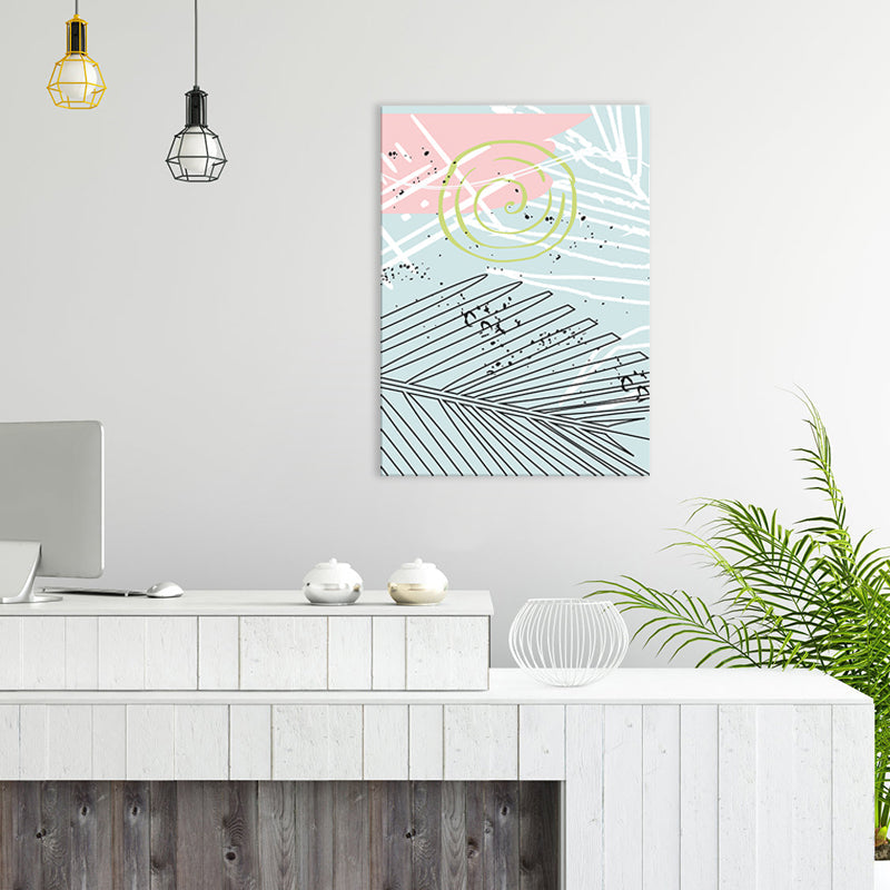 Frendorf | Blätter Leinwand Wandkunst Texturiert Skandinavischer Stil Schlafzimmer Malerei in Heller Farbe