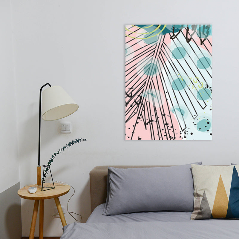 Frendorf | Blätter Leinwand Wandkunst Texturiert Skandinavischer Stil Schlafzimmer Malerei in Heller Farbe