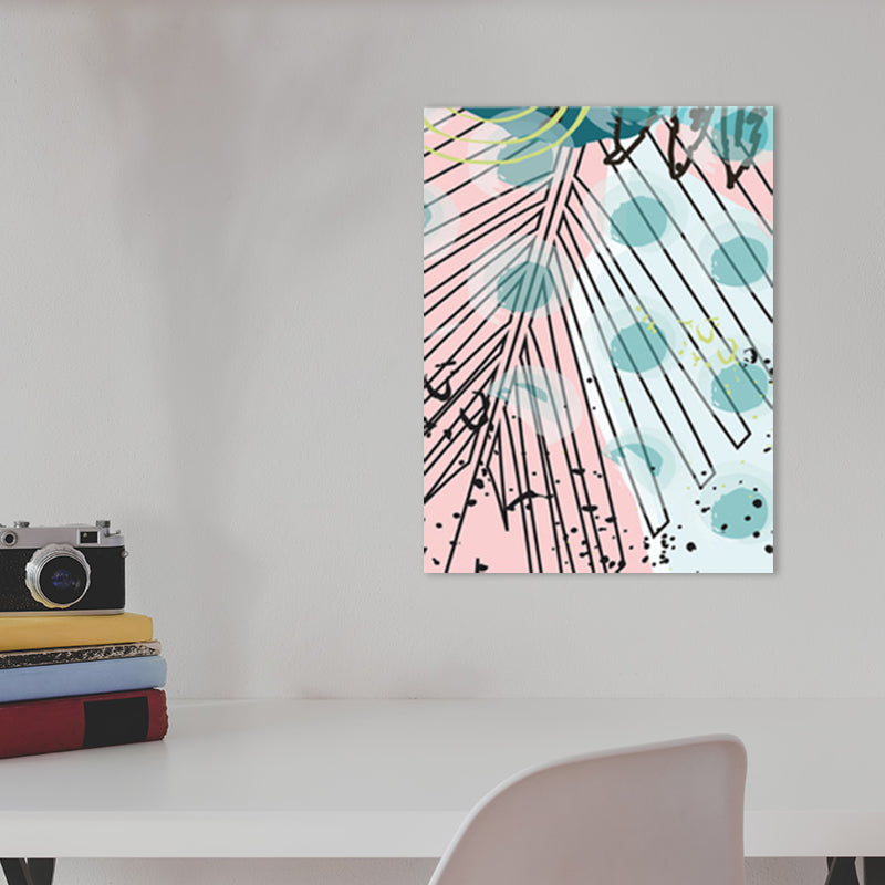 Frendorf | Blätter Leinwand Wandkunst Texturiert Skandinavischer Stil Schlafzimmer Malerei in Heller Farbe