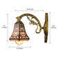 Frendorf | Art Glass Bell Wandlamp met Gegraveerde Arm 1 Kop Vintage Tiffany Wandlamp in Zwart voor Buiten
