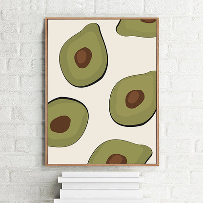 Frendorf | Grüne Illustration Avocado Leinwanddruck Obst Nordischer Texturierter Wandkunst für Mädchenzimmer