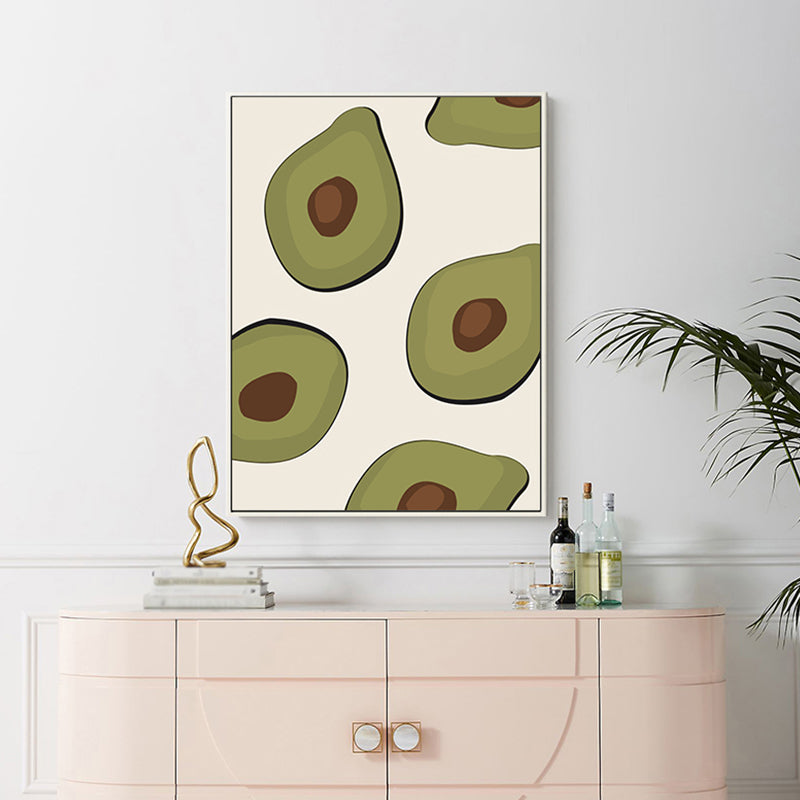 Frendorf | Grüne Illustration Avocado Leinwanddruck Obst Nordischer Texturierter Wandkunst für Mädchenzimmer