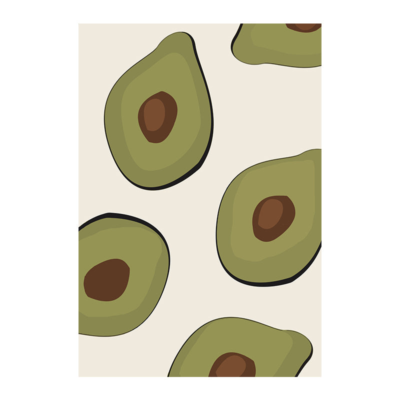 Frendorf | Grüne Illustration Avocado Leinwanddruck Obst Nordischer Texturierter Wandkunst für Mädchenzimmer