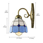Frendorf | Vintage Style Grid Dome Wandlamp 1 Peertje Kunstglas Wandlamp met Gebogen Arm in Blauw voor Badkamer
