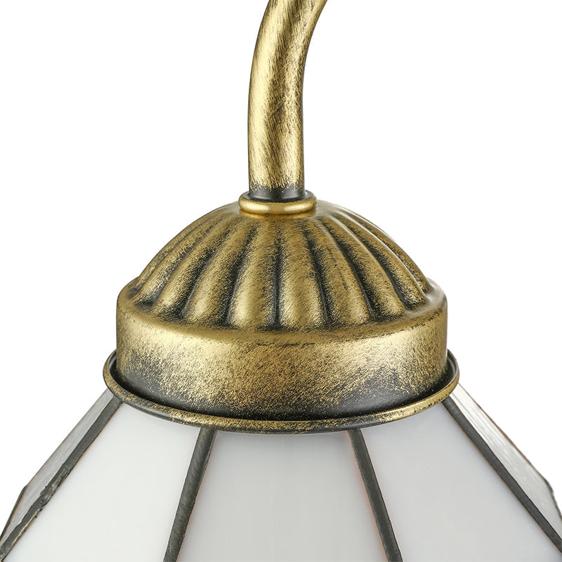 Frendorf | Vintage Style Grid Dome Wandlamp 1 Peertje Kunstglas Wandlamp met Gebogen Arm in Blauw voor Badkamer