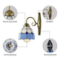 Frendorf | Vintage Style Grid Dome Wandlamp 1 Peertje Kunstglas Wandlamp met Gebogen Arm in Blauw voor Badkamer