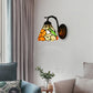 Frendorf | Rustic Tiffany Blossom Wandlamp met Vogel Glas-in-lood 1 Hoofd Oranje Wandlamp voor Eetkamer