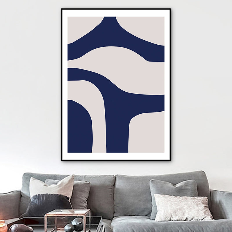 Frendorf | Illustration Abstrakte Leinwand Wandkunst für zu Hause Galerie, Blau, Mehrere Größen Verfügbar