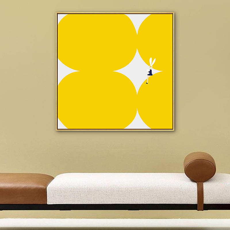 Frendorf | Niedliche Bunny Girl Leinwand Wandkunst Esszimmer Geometrie Wanddekoration, mehrere Größenoptionen