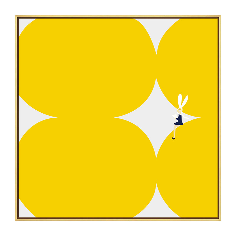 Frendorf | Niedliche Bunny Girl Leinwand Wandkunst Esszimmer Geometrie Wanddekoration, mehrere Größenoptionen