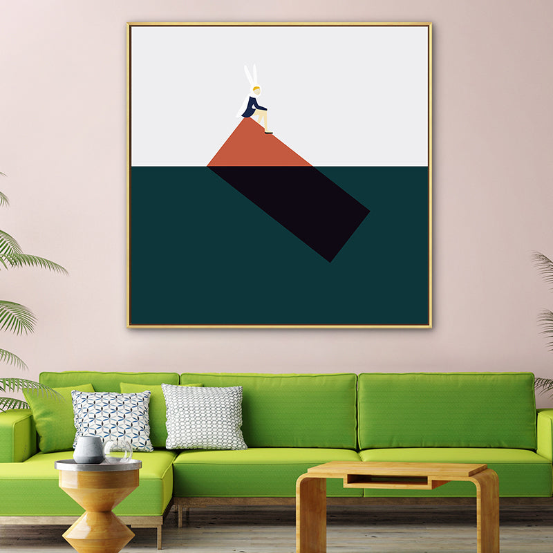 Frendorf | Niedliche Bunny Girl Leinwand Wandkunst Esszimmer Geometrie Wanddekoration, mehrere Größenoptionen