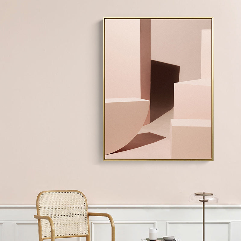 Frendorf | Braune 3D geometrische Formen Leinwand Texturierte Kunst Druck für das Wohnzimmer, verschiedene Größen