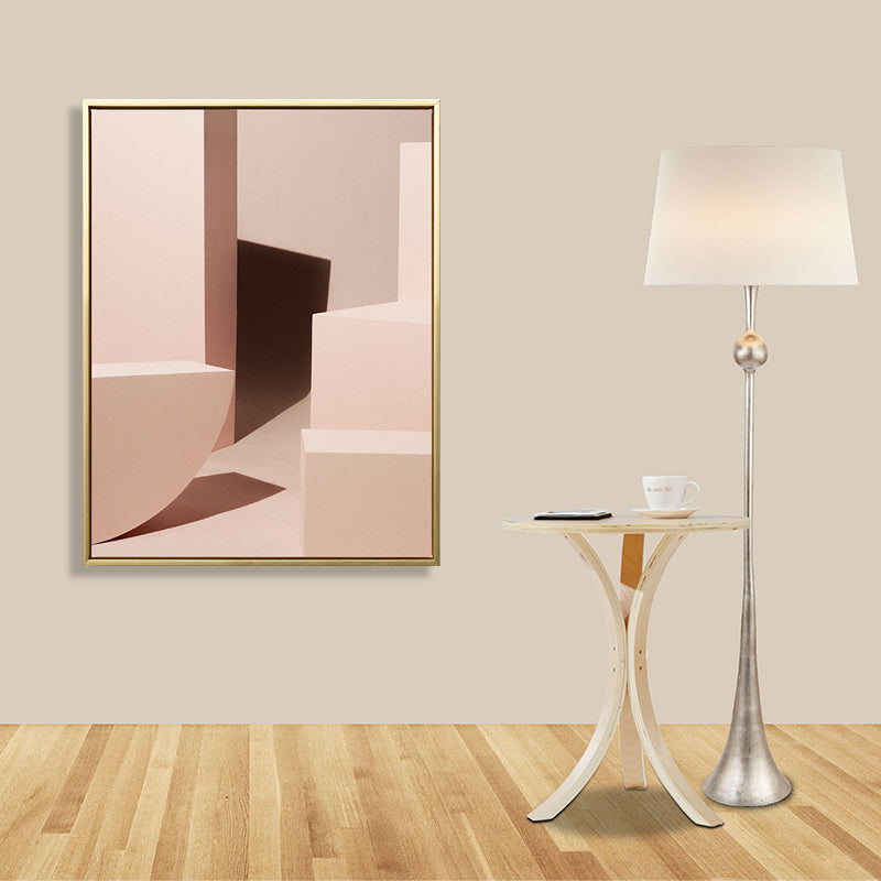 Frendorf | Braune 3D geometrische Formen Leinwand Texturierte Kunst Druck für das Wohnzimmer, verschiedene Größen