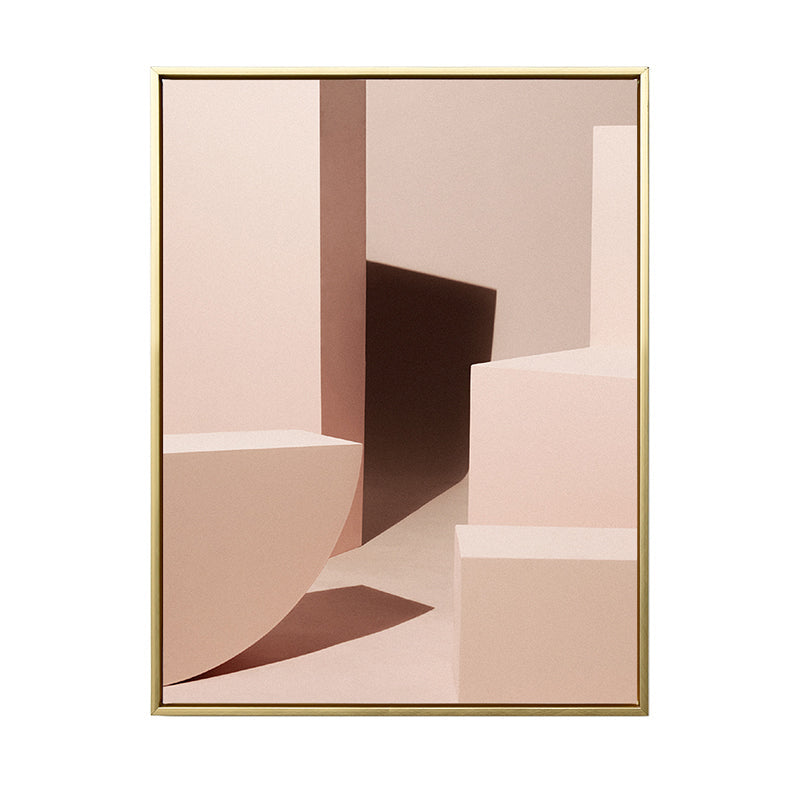 Frendorf | Braune 3D geometrische Formen Leinwand Texturierte Kunst Druck für das Wohnzimmer, verschiedene Größen