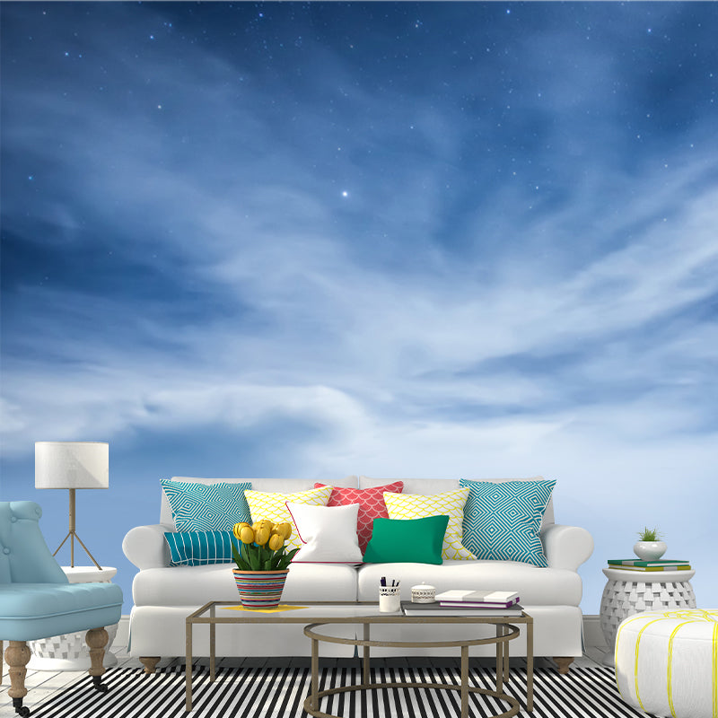 Frendorf | Blauw-Wit Luchtlandschap Muurdecoratie Dazzling Stars Achter Wolk Moderne Waterdichte Wandkunst