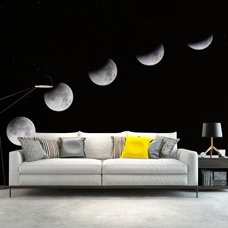 Ganzes Astronomie Wandverkleidung Wandbild Modern Vollständige Mondfinsternis Wandkunst in Schwarz