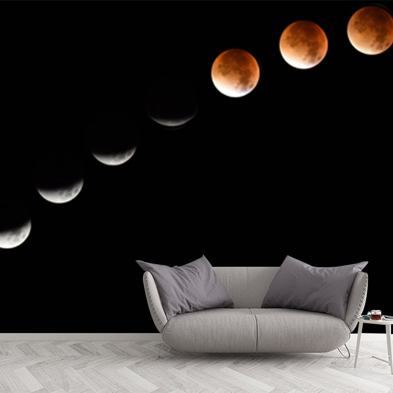 Ganzes Astronomie Wandverkleidung Wandbild Modern Vollständige Mondfinsternis Wandkunst in Schwarz