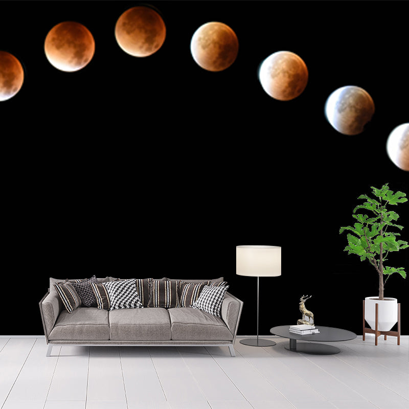 Ganzes Astronomie Wandverkleidung Wandbild Modern Vollständige Mondfinsternis Wandkunst in Schwarz