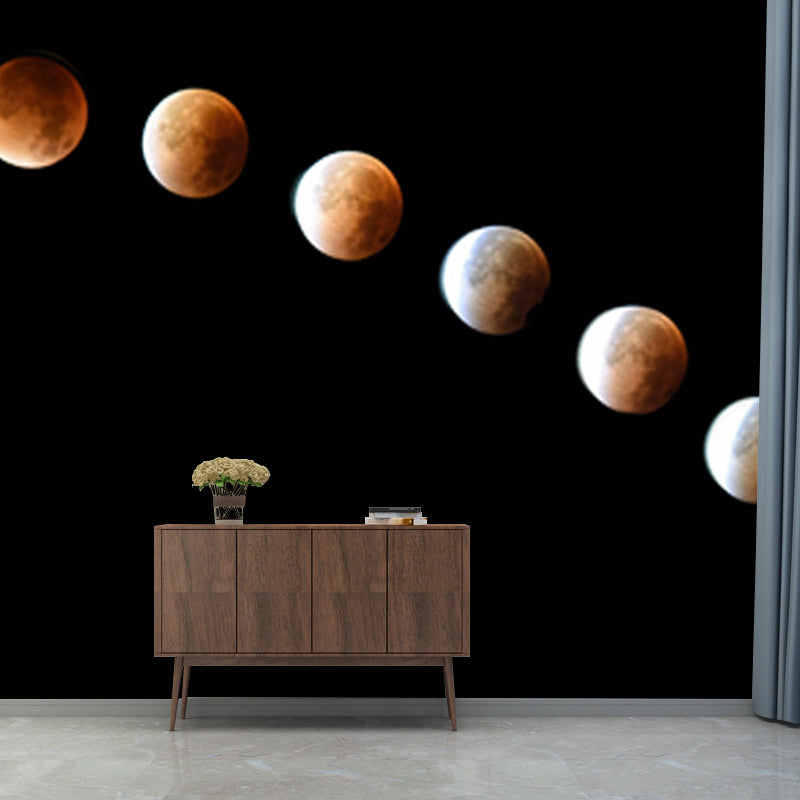 Ganzes Astronomie Wandverkleidung Wandbild Modern Vollständige Mondfinsternis Wandkunst in Schwarz