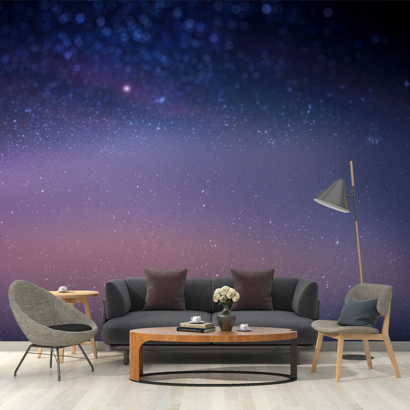 Moderne Stern- und Staubmural Lila-Blau Astronomie Wanddekoration für das Wohnzimmer