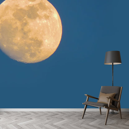 Blau-Gelbe Wachsende Mond Wandmalerei Astronomie Modern Waschbare Wanddekoration für das Schlafzimmer