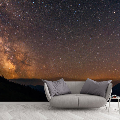 Ganznacht Berg Sternenhimmel Wandbild Schlafzimmer Sternenhimmel Wandverkleidung in Gelb-Schwarz, Größe Optional