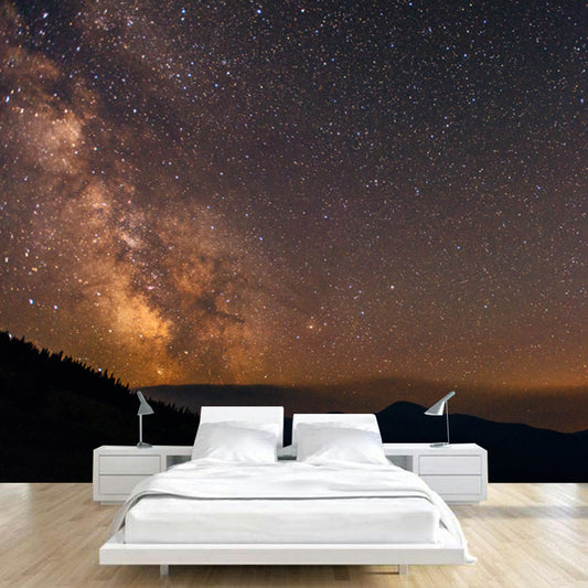 Ganznacht Berg Sternenhimmel Wandbild Schlafzimmer Sternenhimmel Wandverkleidung in Gelb-Schwarz, Größe Optional