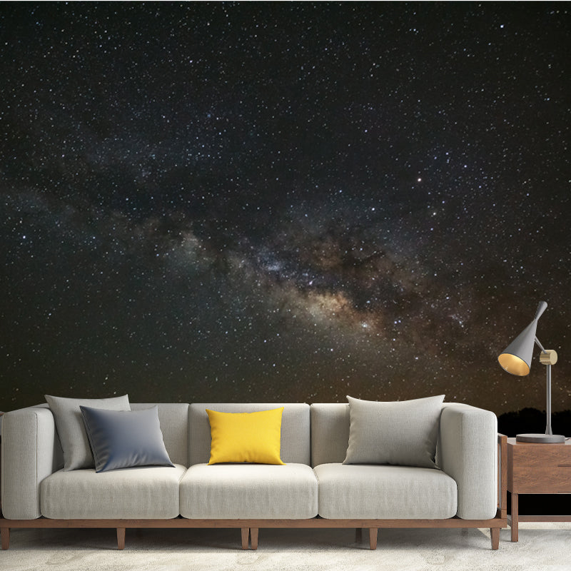 Galaxy View von Mountain Mural Modern Wasserdichtes Wandkunst für Zuhause, Maßanfertigung, Dunkelgrau-Schwarz