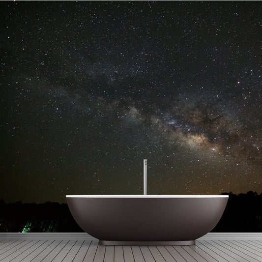 Galaxy View von Mountain Mural Modern Wasserdichtes Wandkunst für Zuhause, Maßanfertigung, Dunkelgrau-Schwarz