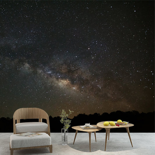 Galaxy View von Mountain Mural Modern Wasserdichtes Wandkunst für Zuhause, Maßanfertigung, Dunkelgrau-Schwarz
