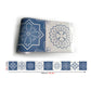 Frendorf | Blumen Mandala Fliesen Tapetenbordüre Bohemian PVC Wandkunst in Blau und Weiß, Abziehbar