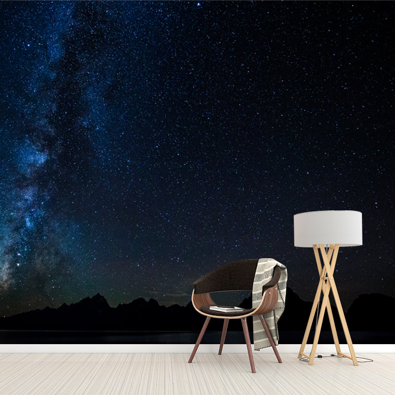 Frendorf | Schwarz-Blaue Sterne Ansicht Wandbild Fleckenbeständig Modernistische Schlafzimmer Wanddekoration, Vlies