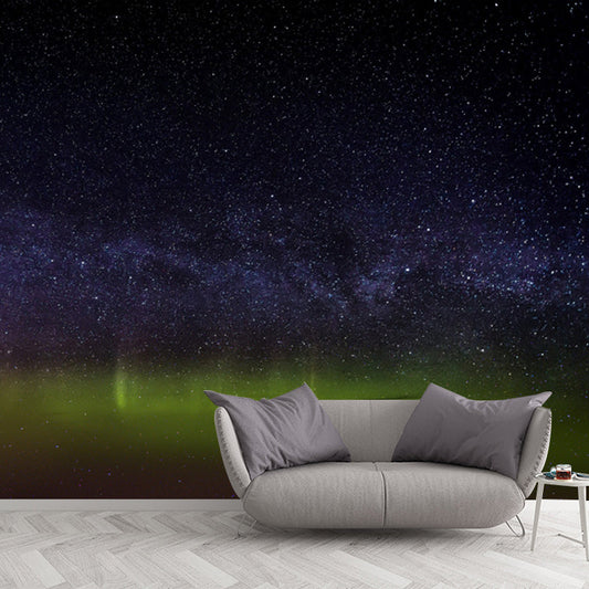 Galaxy Star Above Aurora Wandbild Moderne Kunst Vlies Wandverkleidung in Schwarz-Grün