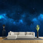 Schöne Sterne und Wolken Wandtapete für die Decke, Himmel Blau-Schwarz, Maßgeschneidert