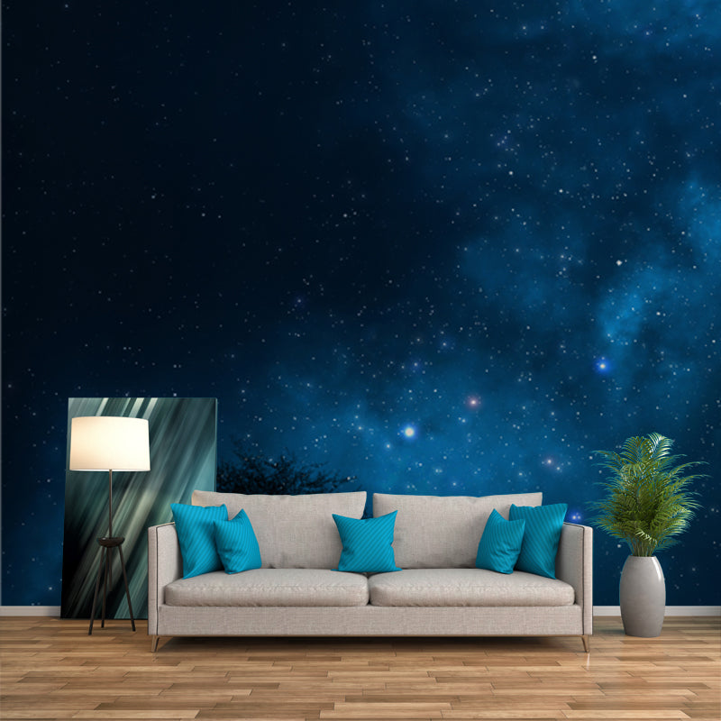 Schöne Sterne und Wolken Wandtapete für die Decke, Himmel Blau-Schwarz, Maßgeschneidert
