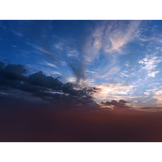 Großer Sonnenuntergang bei Wüstenmural Innenwolkenbewegung Wanddeko in Himmelblau-Weiß, waschbar