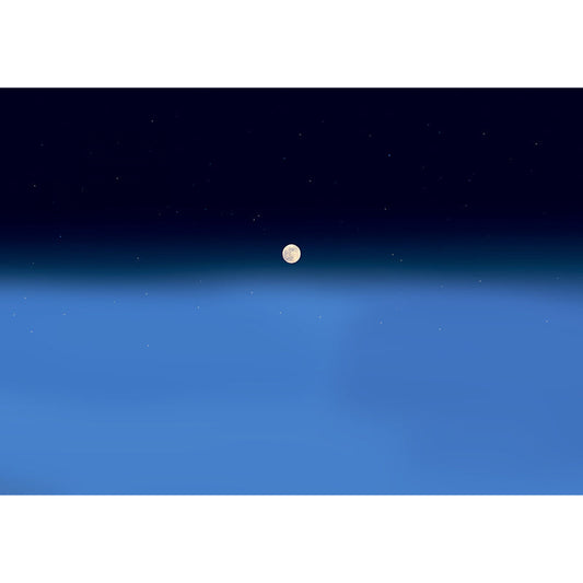Große Distant Moon Wandtapete Blau Vlies Wandkunst, Waschbar, Maßgeschneidert