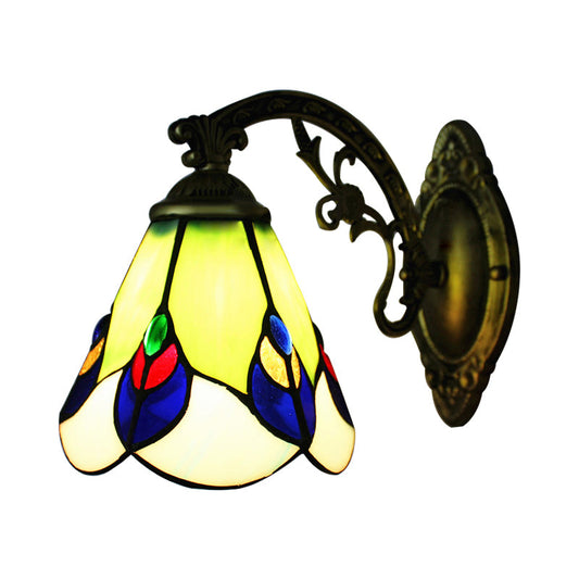 Frendorf | Antieke Tiffany Groene Wandlamp Pauw 1 Peertje Gehard Glas Wandlicht voor Slaapkamer Verlichting