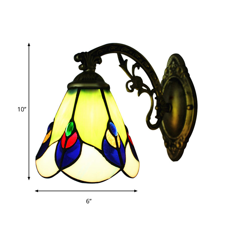 Frendorf | Antieke Tiffany Groene Wandlamp Pauw 1 Peertje Gehard Glas Wandlicht voor Slaapkamer Verlichting