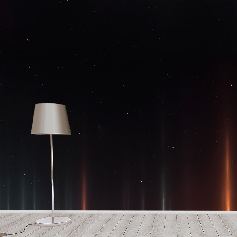 Frendorf | Aurora Borealis Stralen Muurbehang Moderne Kunst Glad Wandbedekking in Zwart