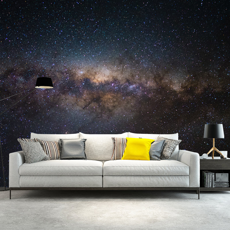 Galaxy Glänzende Sterne Tapete Mural Modern Vliesstoff Wandkunst in Blau-Violett