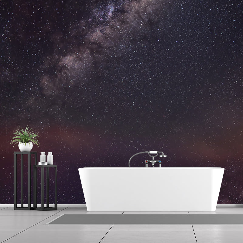 Galaxy Glänzende Sterne Tapete Mural Modern Vliesstoff Wandkunst in Blau-Violett