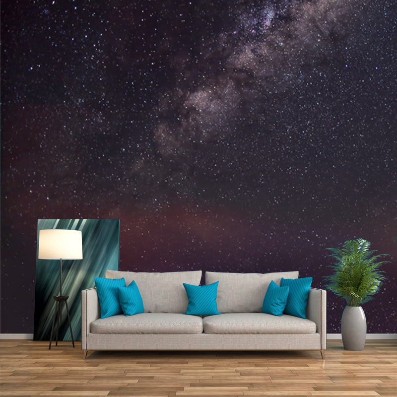 Galaxy Glänzende Sterne Tapete Mural Modern Vliesstoff Wandkunst in Blau-Violett
