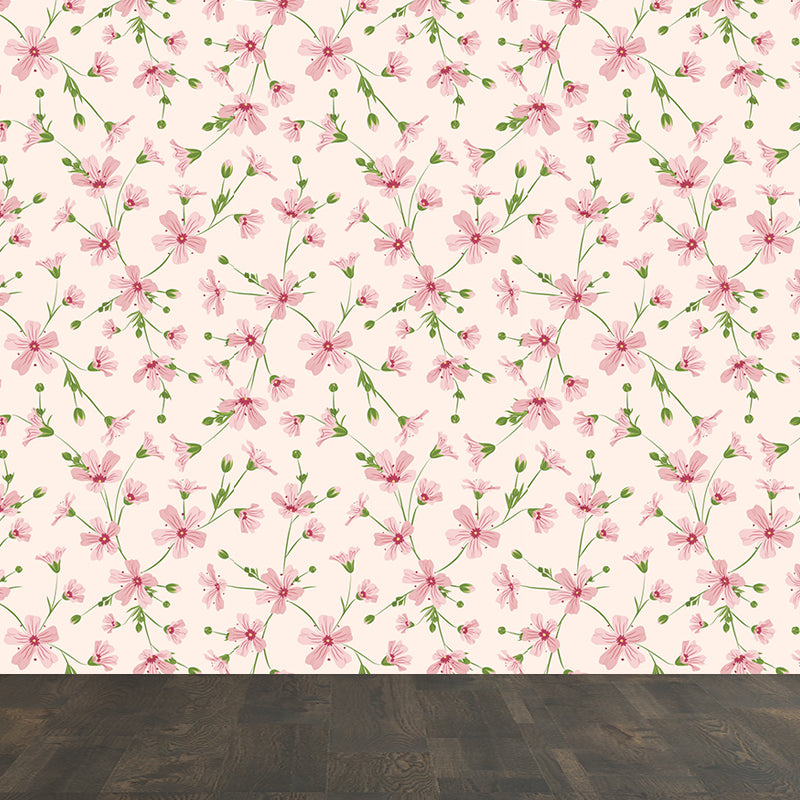 Schöne Blumenäste Wandtapete für das Mädchenzimmer, helle Farbe, benutzerdefinierter Druck