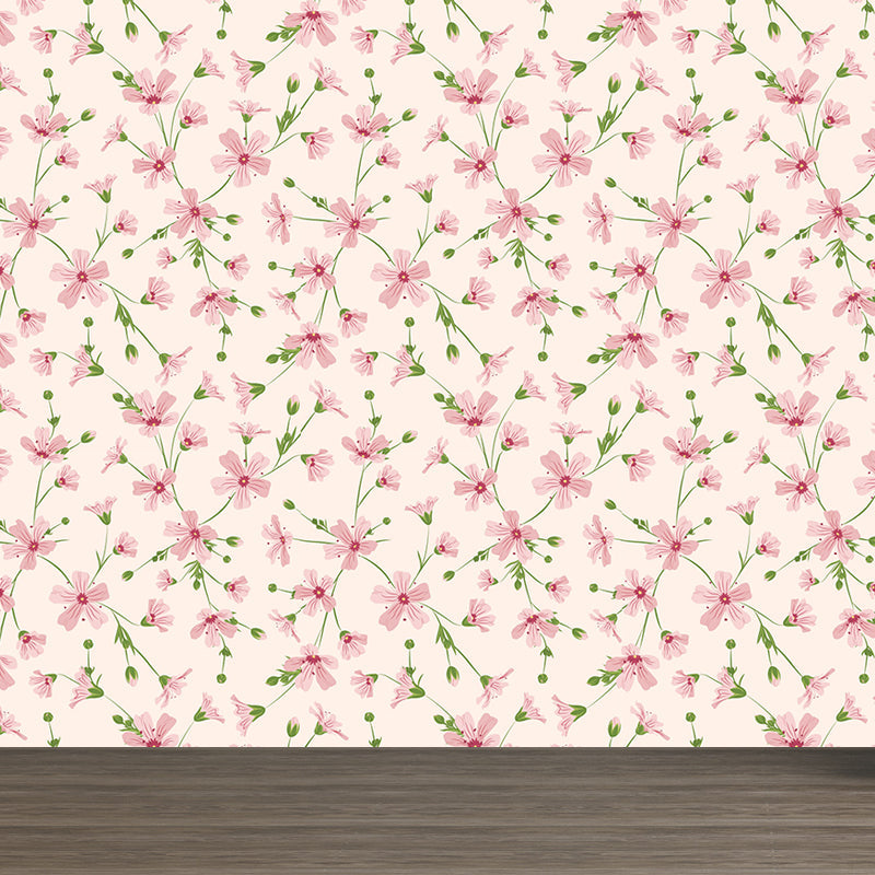 Schöne Blumenäste Wandtapete für das Mädchenzimmer, helle Farbe, benutzerdefinierter Druck
